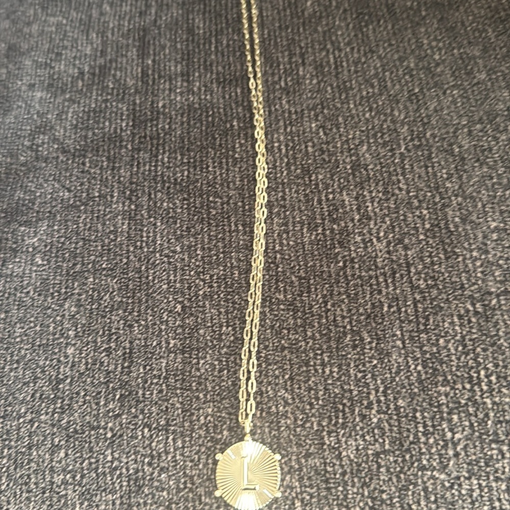 14k gold plated initial necklace “L” 18”-20” length